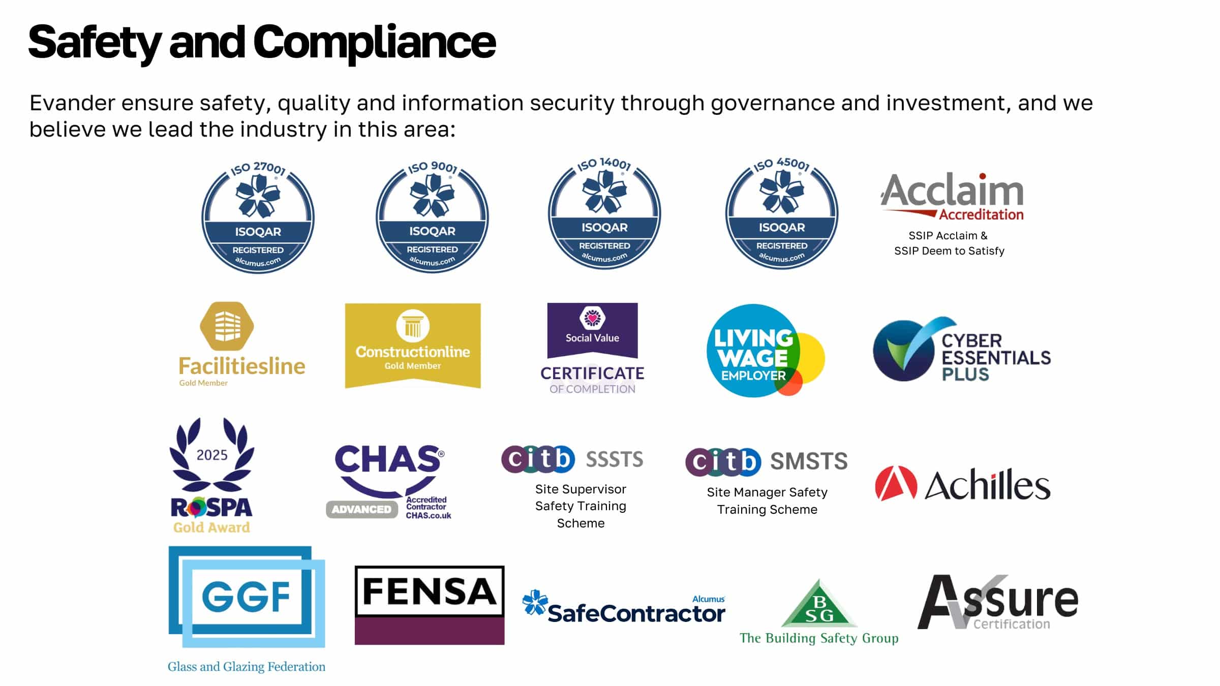 Evander Awards and Accreditations