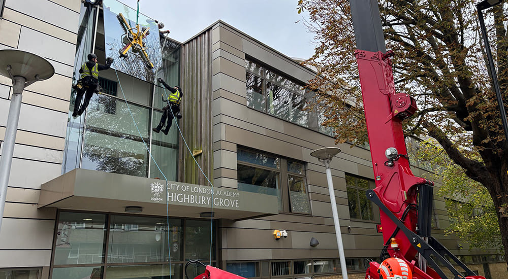 Commercial glazing installation and replacement carried out on a multi-storey commercial building façade