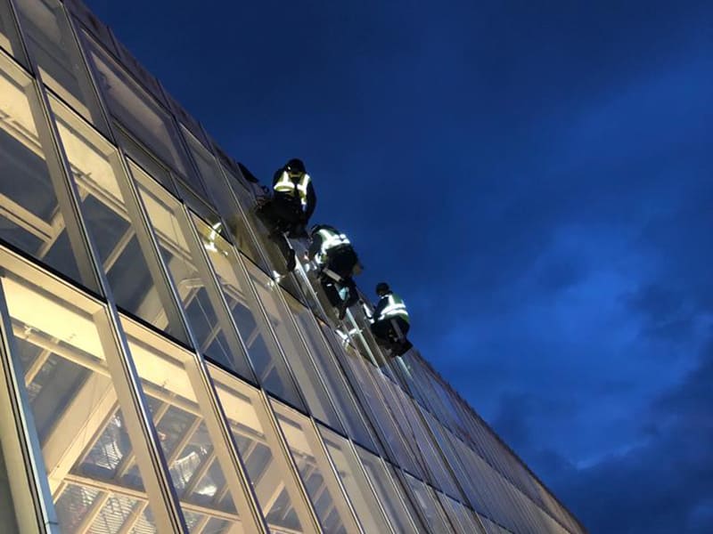 High-level glass replacement carried out on a commercial glazed façade at height